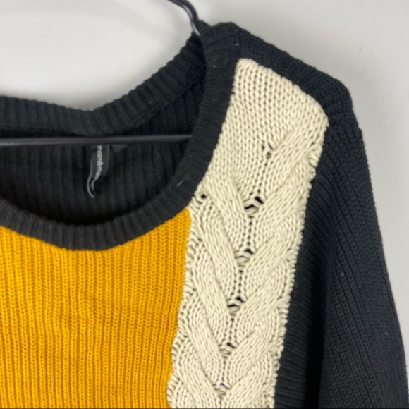 Moon & Madison Oversized Chunky Sweater Colorblock Pullover Dolman sz L Rib Knit - Picture 5 of 9